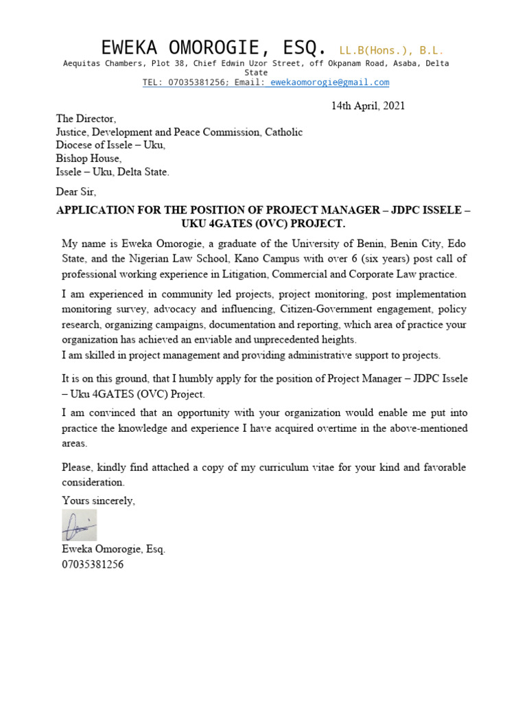 Application for Project Manager Position | PDF | Wellness
