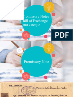 Promissory Notes, Bill of Exchange and Cheque