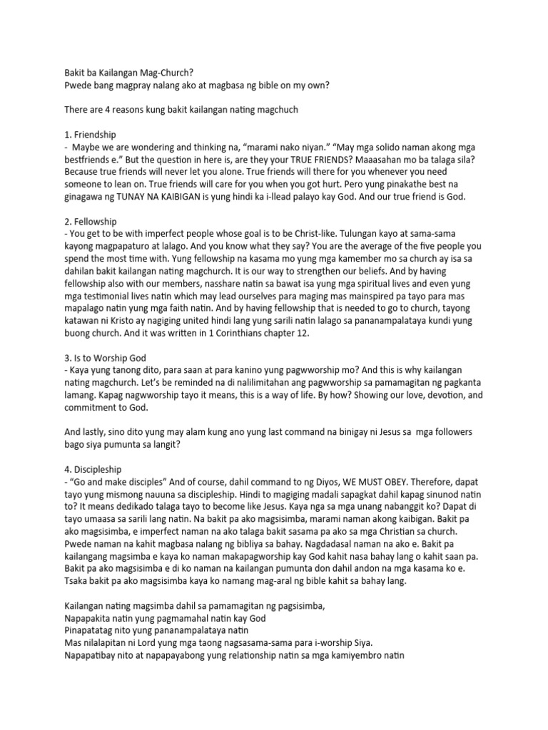 Bakit Ba Kailangan Magchurch | PDF