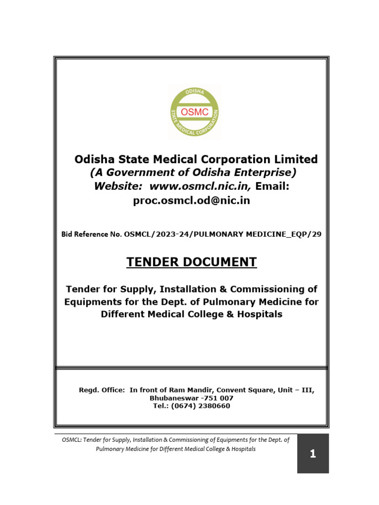 Final Bid Document For Pulmonary Medicine | PDF | Specification ...