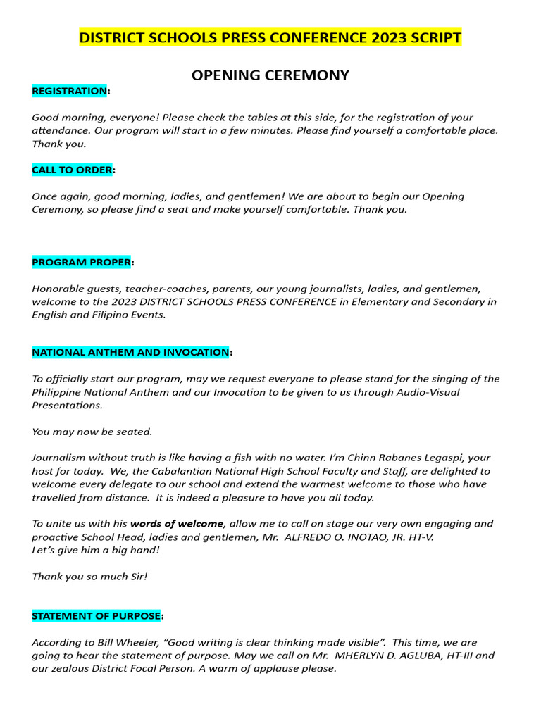 District Schools Press Conference 2023 | PDF