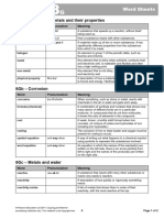 Metals Word Sheets