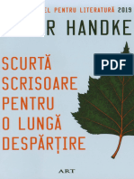 Peter Handke - Scurta Scrisoare Pentru o Lunga Despartire