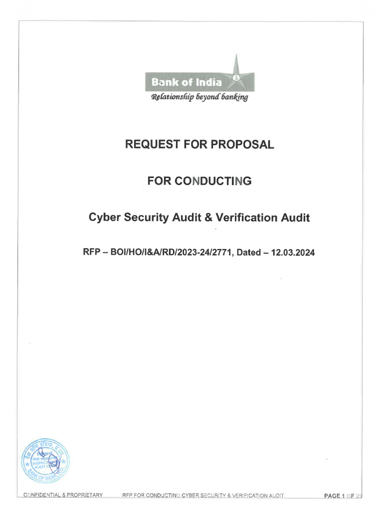 RFP - Cyber Security Audit & Verification Audit - FINAL13-03-2024 | PDF