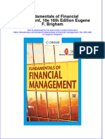 Fundamentals of Financial Management 16E 16Th Edition Eugene F Brigham Full Chapter