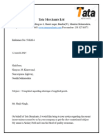 Tata Merchants LTD Letter