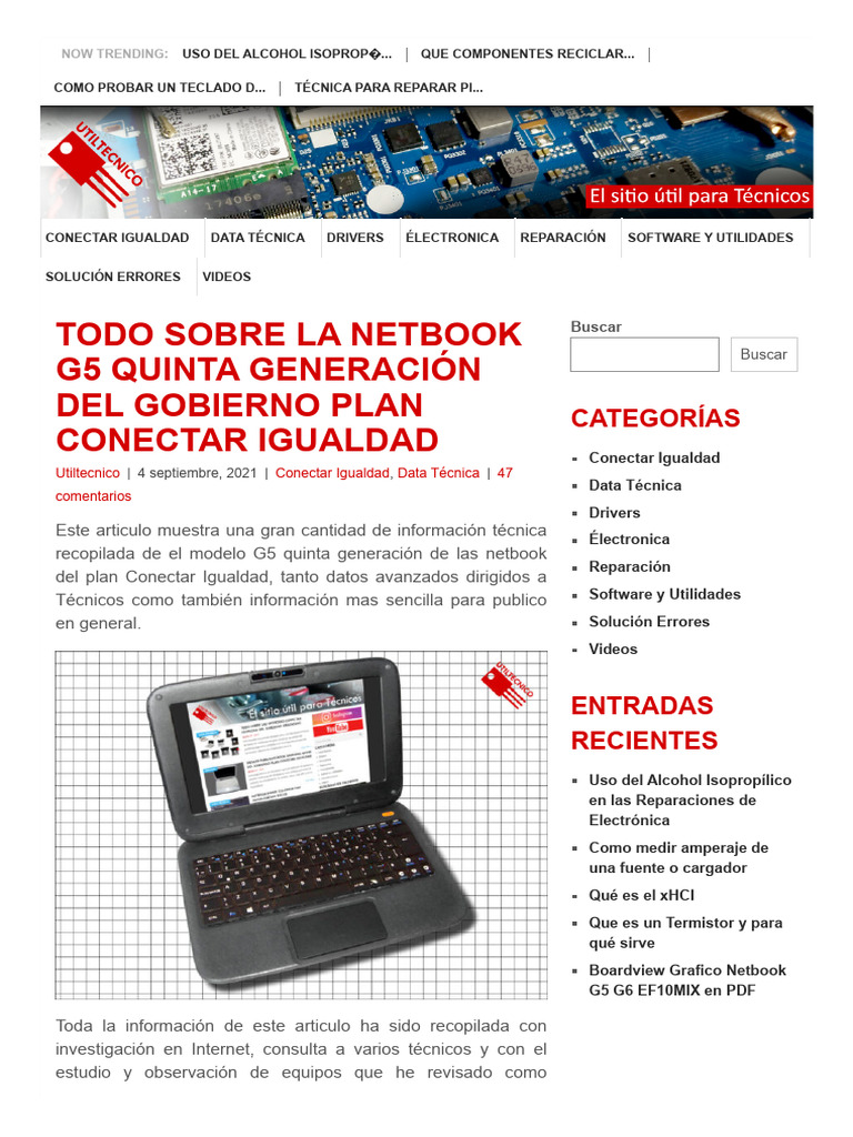 Características de la Netbook G5 del Gobierno | PDF | USB | Bios