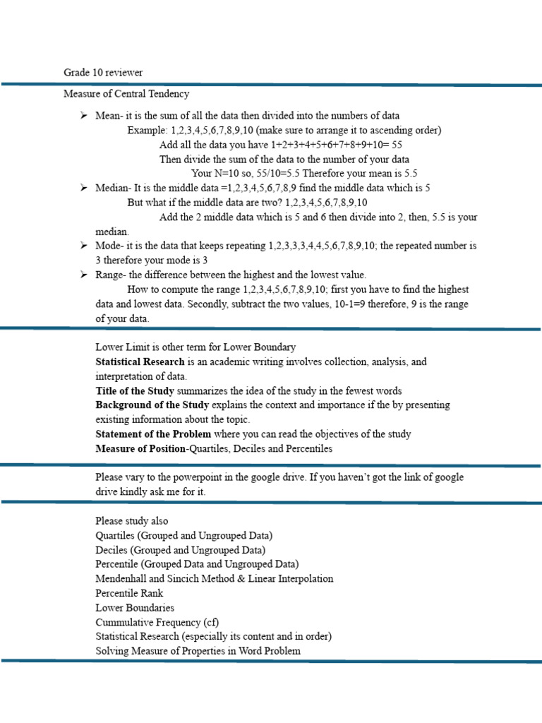 Grade 10 Statistics Guide | PDF | Teaching Methods & Materials