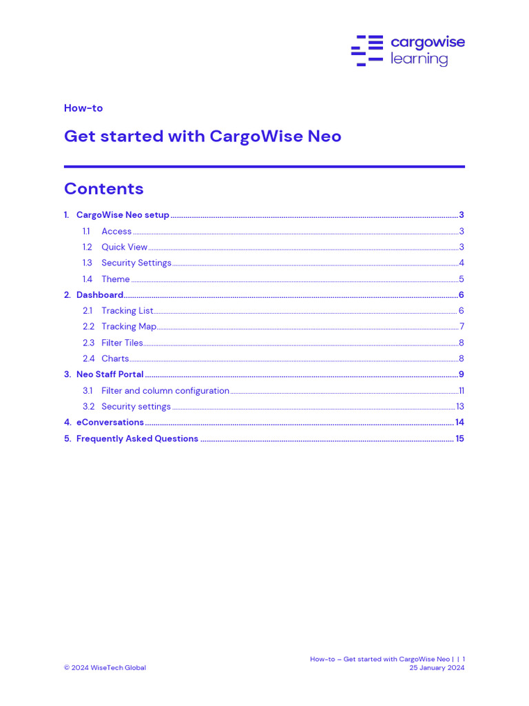HowTo Get Started With CargoWise Neo PDF World Wide 