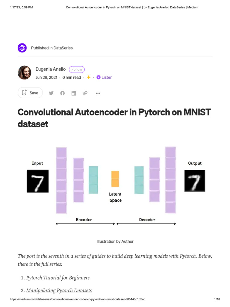 Convolutional Autoencoder in Pytorch on MNIST dataset _ by Eugenia ...