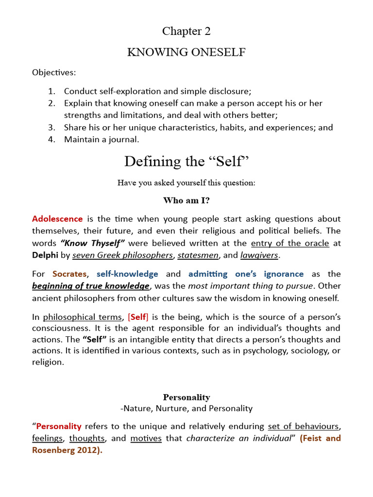 Per Dev Notes I C2 Knowing Oneself | PDF | Extraversion And ...