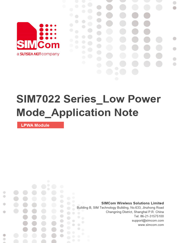 SIM7022 Series - Low Power Mode - Application Note - V1.01 | PDF ...