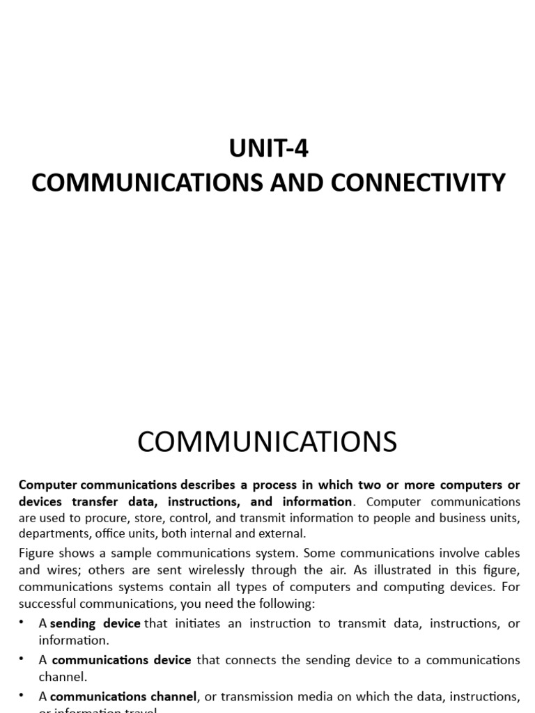 Unit-4.1 Communications and Connectivity | PDF | Computer Network ...