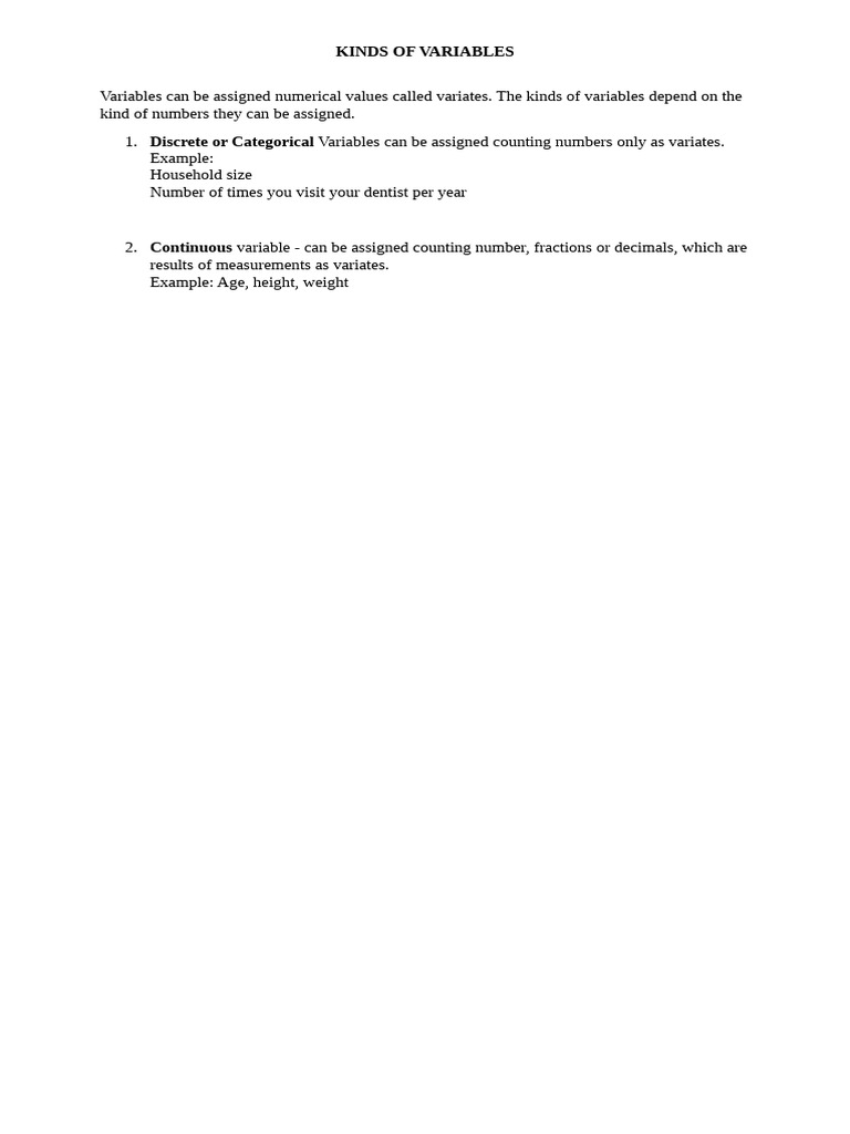 Types of Variables Explained | PDF | Career & Growth | Self-Improvement