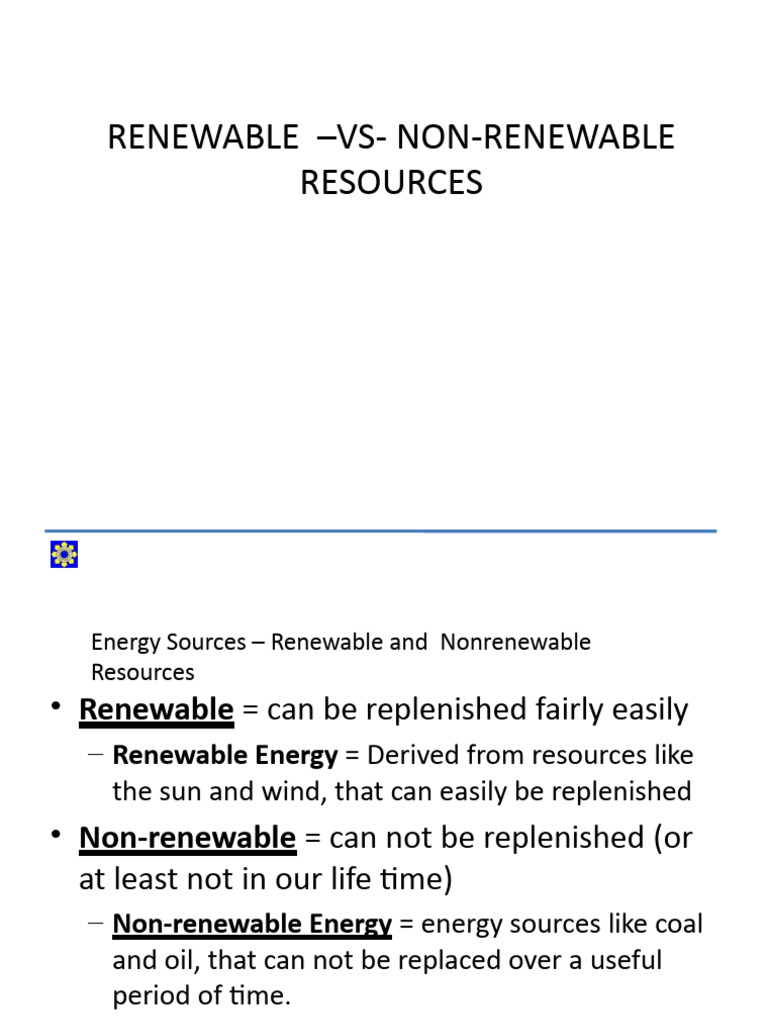 Renewable vs Non-Renewable Energy Sources | PDF | Renewable Energy ...