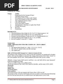 First Term JSS2 Christian Religious Knowledge