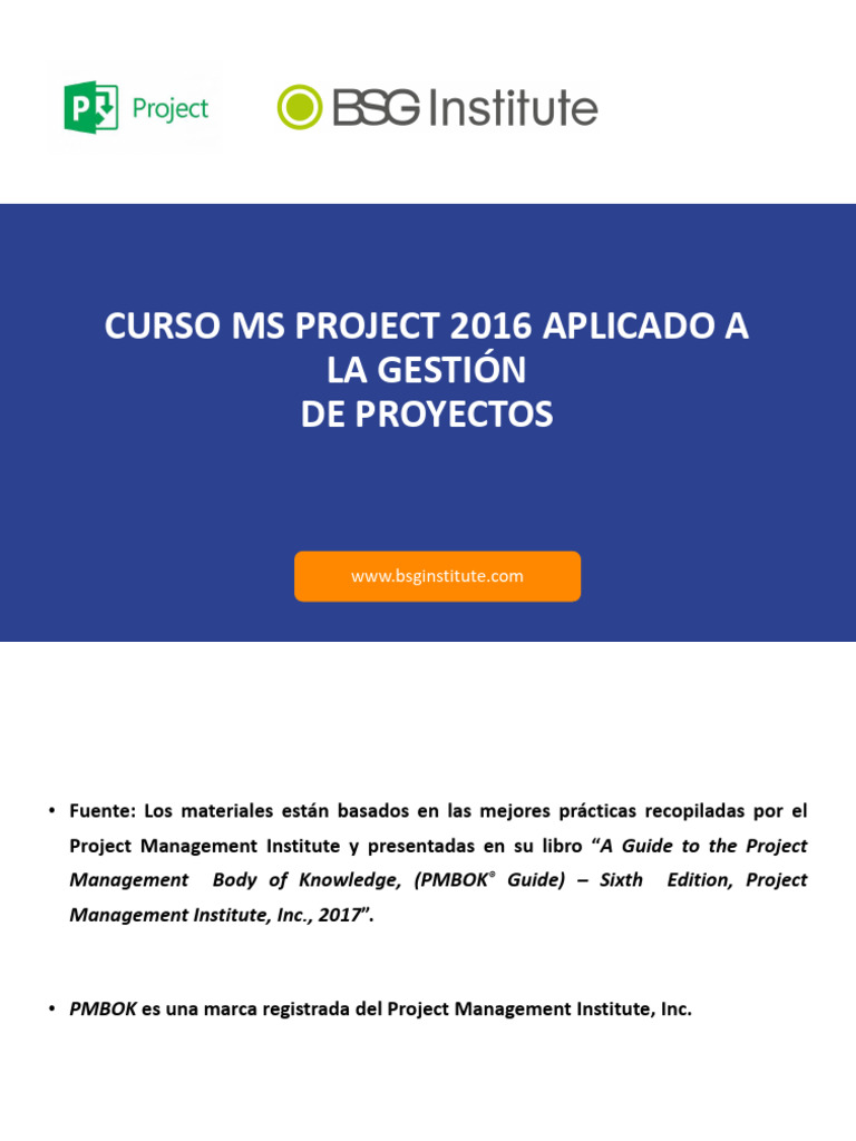 MS Project Aplicado A La Gestión de Proyectos Diapositivas Curso | PDF ...