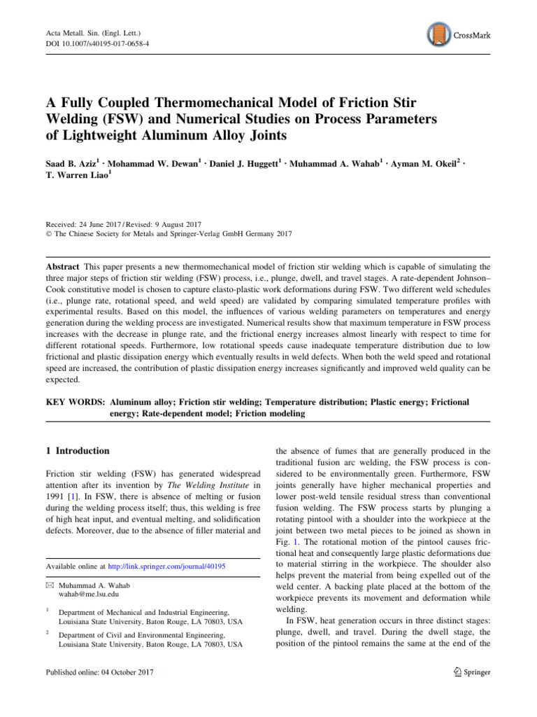 Acta metallurgica sinica english letters volume issue 2017 doi 10 