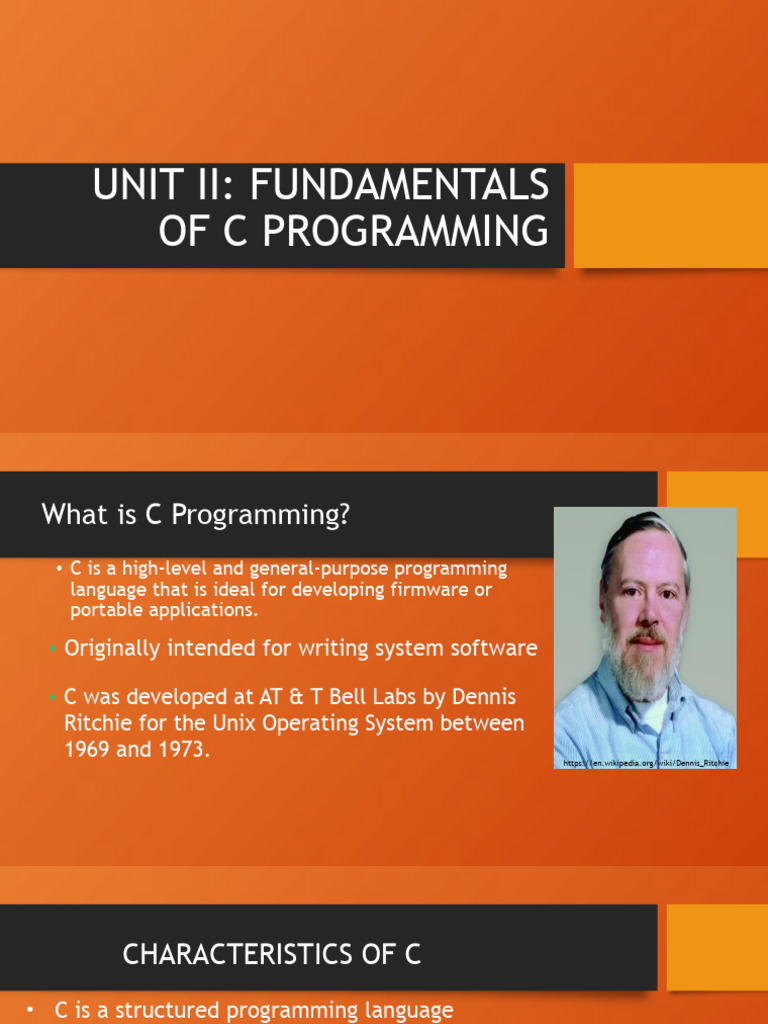 Unit II - Fundamentals of C Programming | PDF | Computer Programming ...