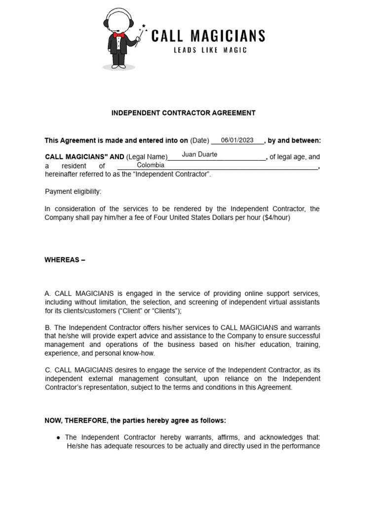 4 Revised Independent Contractor Agreement | PDF | Employment ...