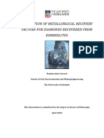 Evaluation of Metallurgical Recovery Factors For Diamonds Recovered From Kimberlites
