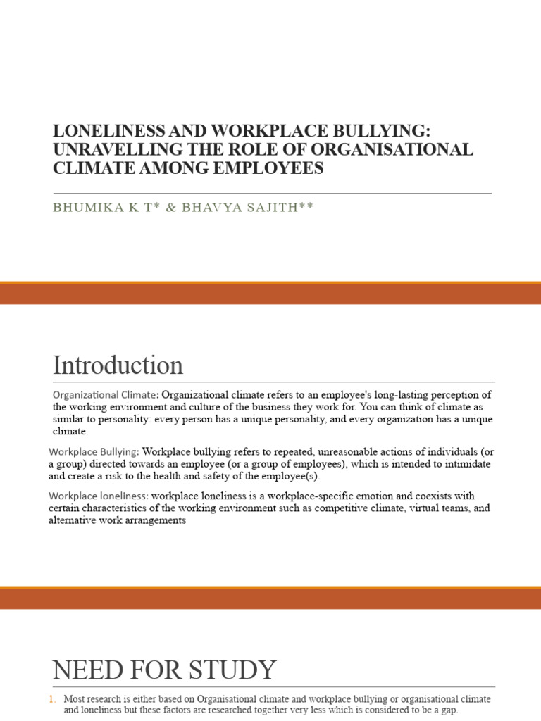 Loneliness and Workplace Bullying: Unravelling The Role of ...