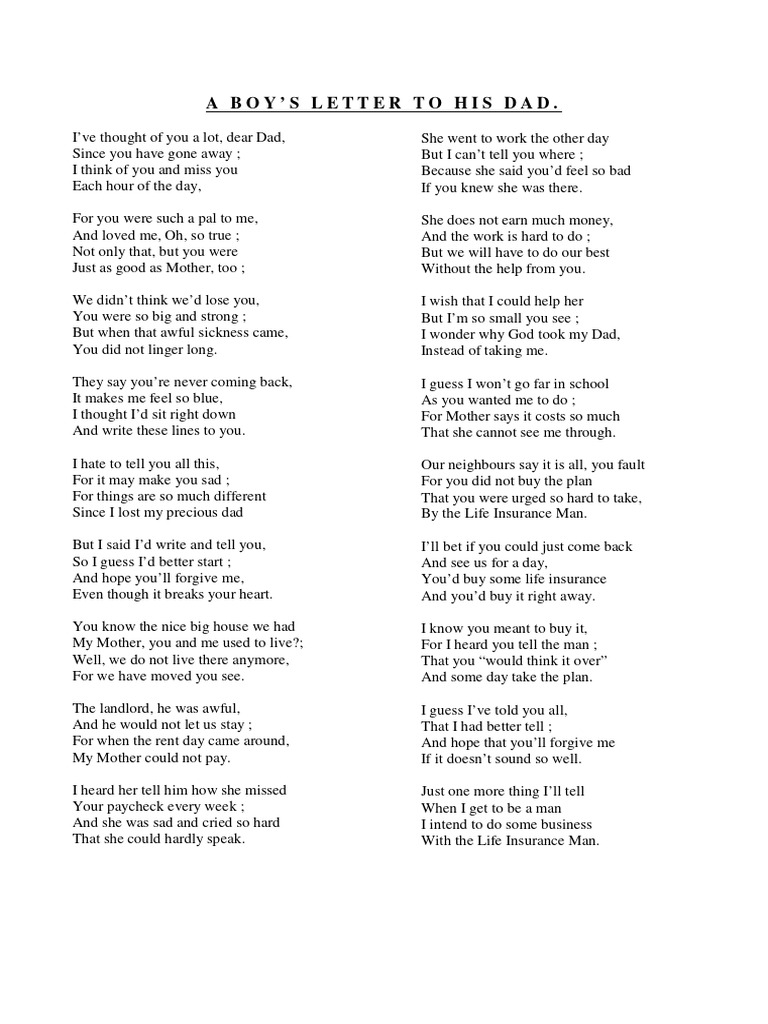 A Boy S Letter To His Dad | PDF