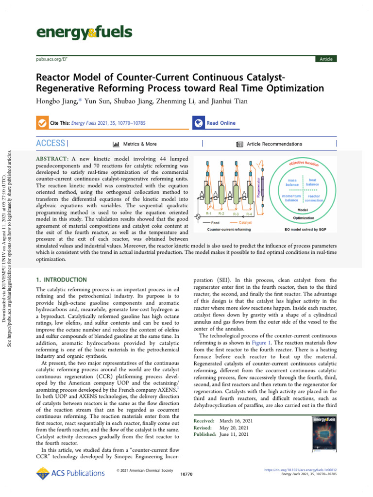 Jiang 2021 | PDF | Chemical Reactor | Catalysis