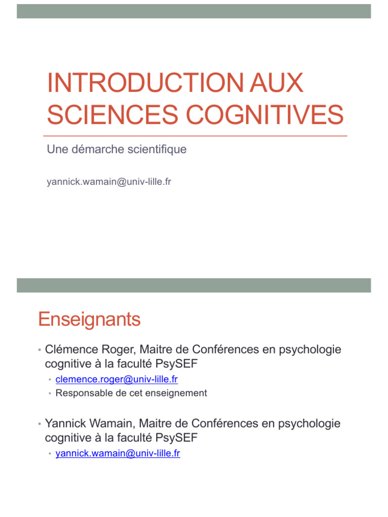 Introduction aux Sciences Cognitives | PDF | Méthode scientifique ...