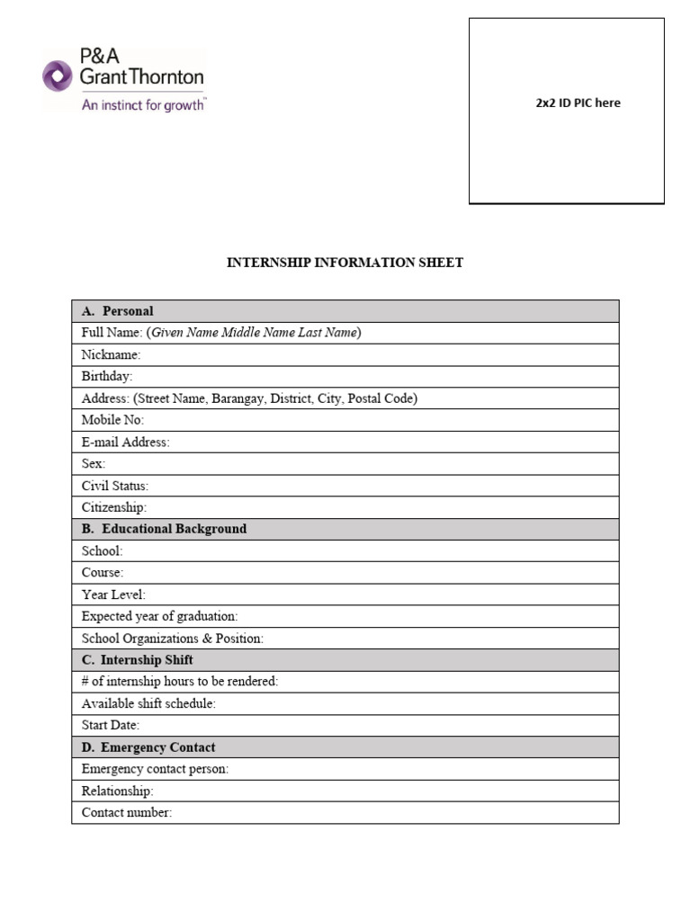 Internship Information Sheet Template | PDF | Social Science | Law