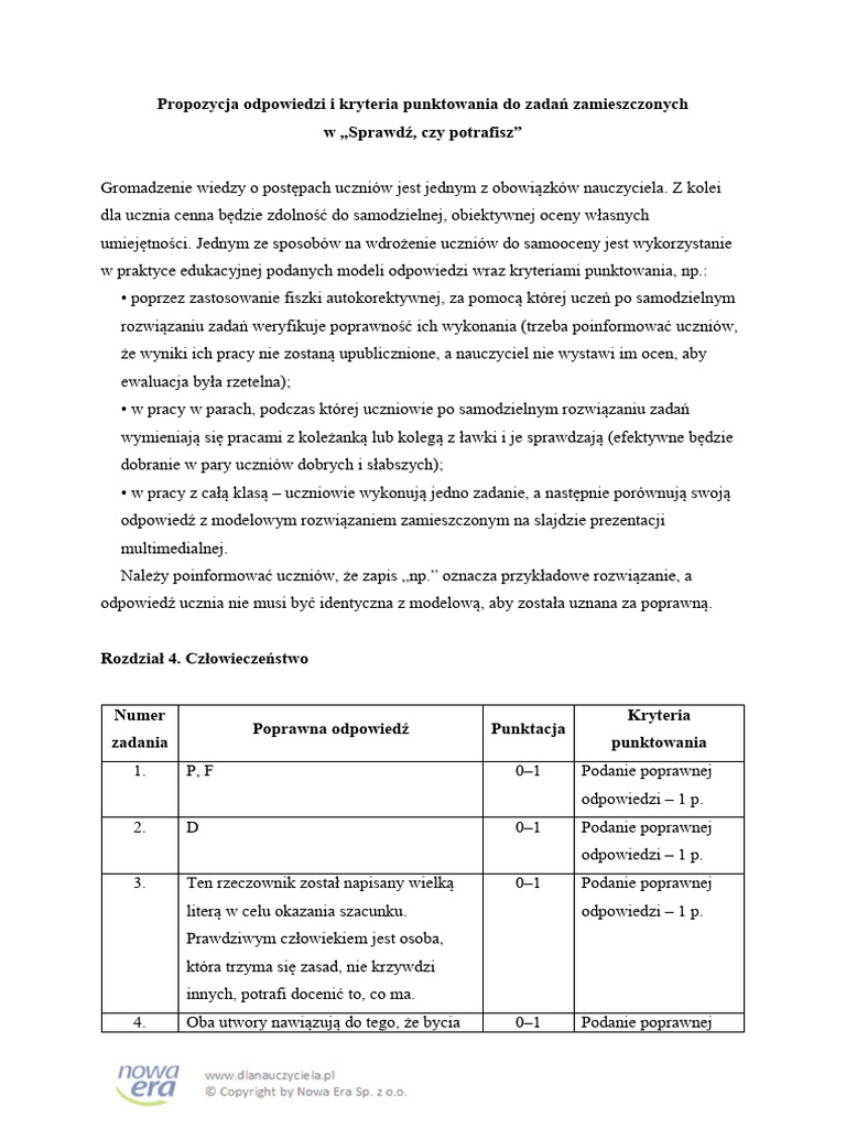 Przeczytaj Zadanie Sprawdz Obie Podane Odpowiedzi Z Warunkami Zadania Modele Odpowiedzi Do Sprawdz Czy Potrafisz Z Działu 4 | PDF