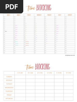 Time Blocking Worksheets 