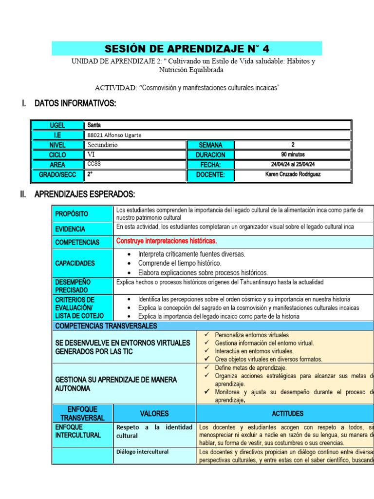 Sesión 04 - CC - Ss. 2° Sec - Sem. 2 - Uni 2 | PDF | Imperio Inca ...
