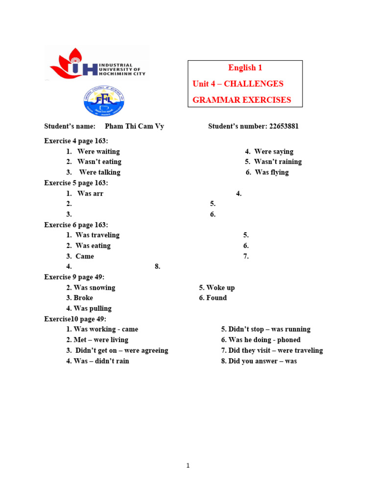 Past Continuous Grammar Exercises | PDF | Language Arts & Discipline