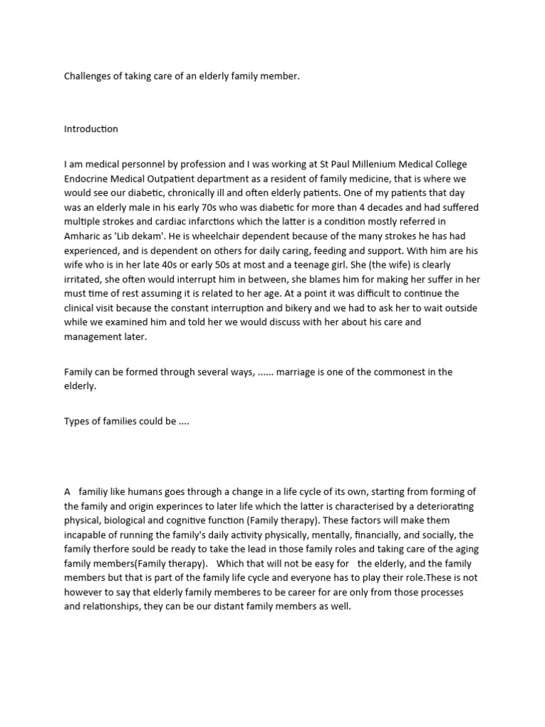 Challenges of Taking Care of An Elderly Family Member. | PDF | Family ...