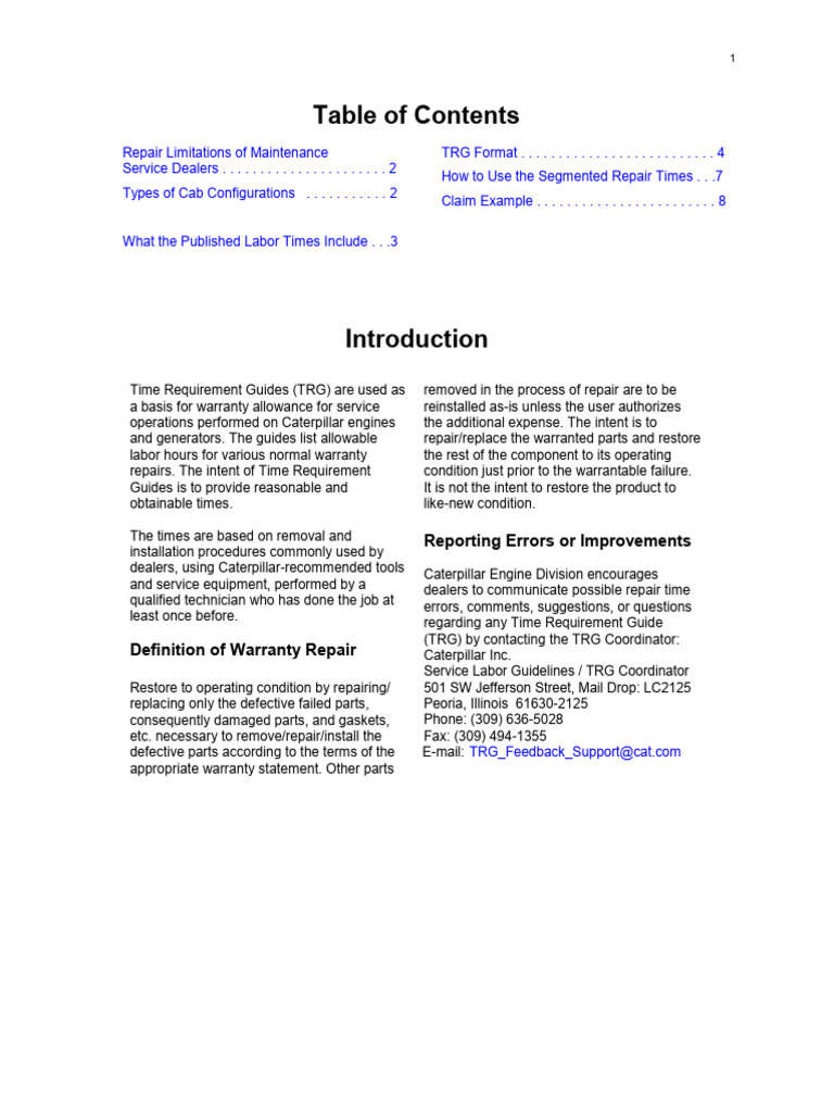 Caterpillar Truck Labor Time Guide | PDF | Truck | Internal Combustion ...