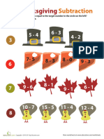 Holiday Math Thanksgiving Subtraction