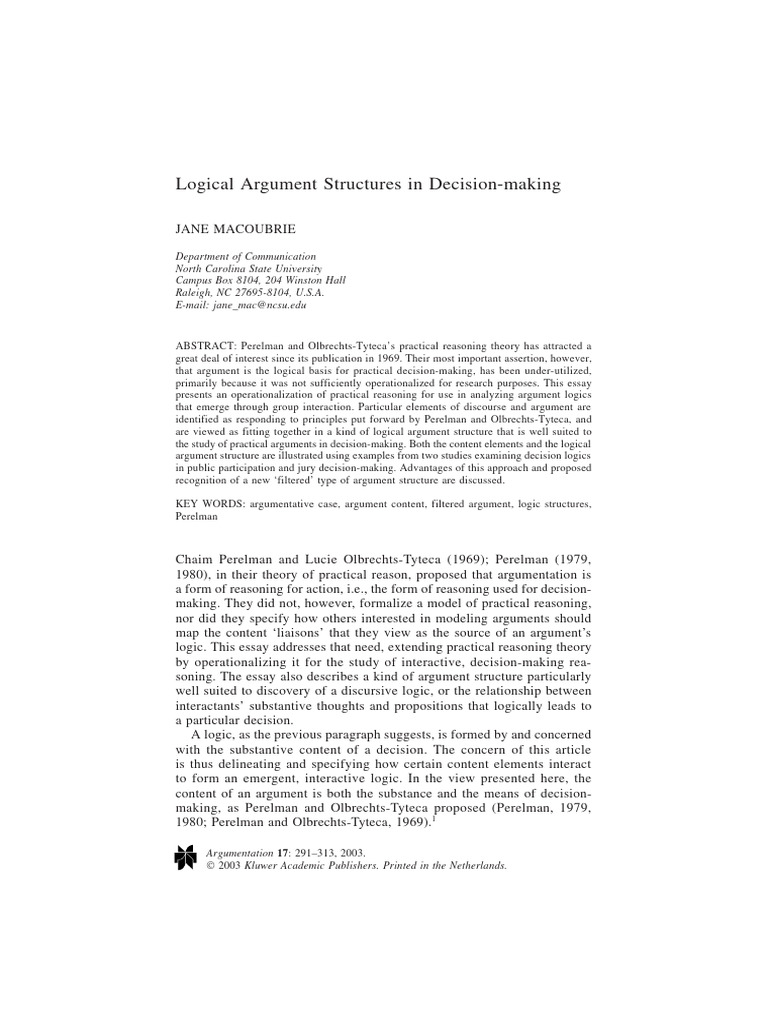 Decision Making Pdf Logic Argument