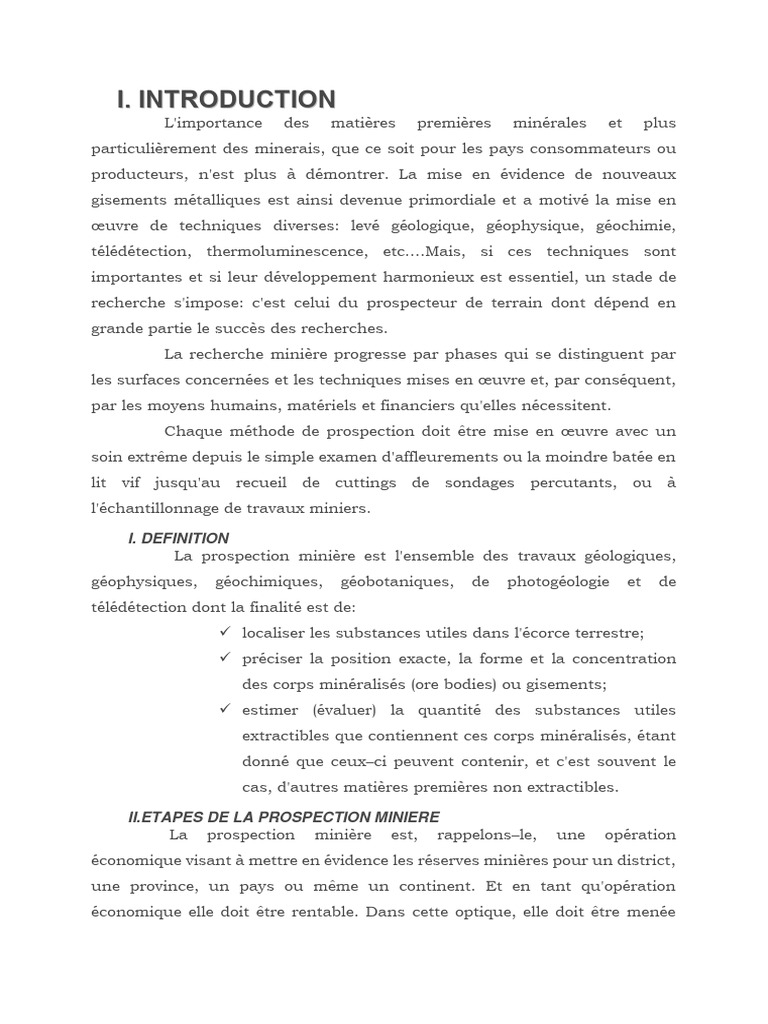 Techniques de Prospection Minérale | PDF | Exploitation minière | Géologie