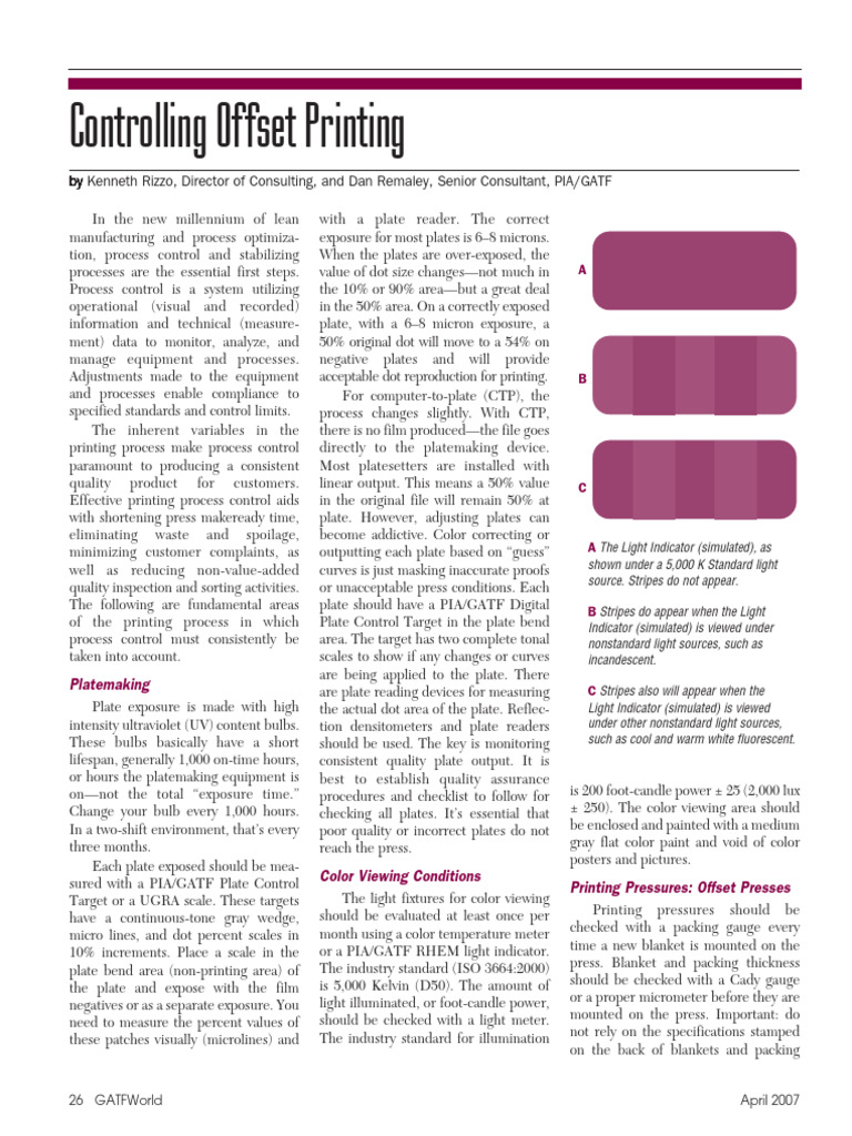 Controlling Offset Printing Article Pdf Graphic Design
