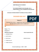 Dossier Des SVT: Comment Les Micro - Organismes Sont-Ils Utilisé Dans Le Domaine de La Santé Et de La Médecine ?