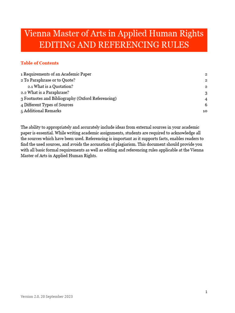 Academic Referencing Guide for Vienna MA | PDF | Citation | Note ...
