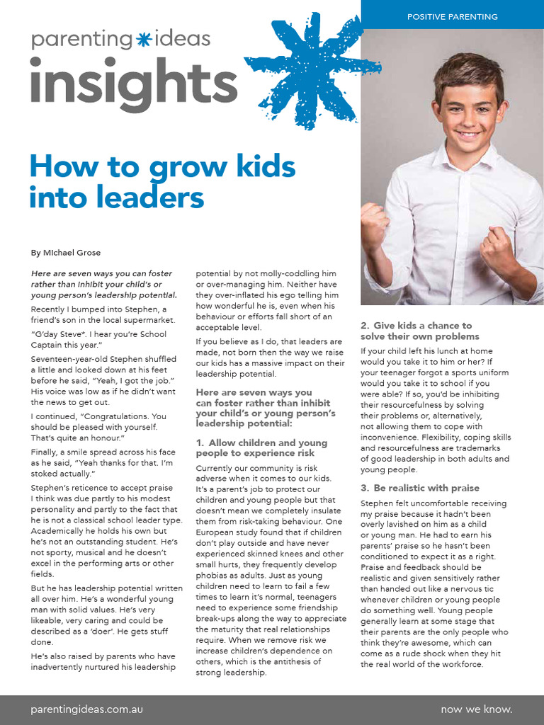 7 Ways to Foster Leadership in Kids | PDF | Leadership | Adolescence