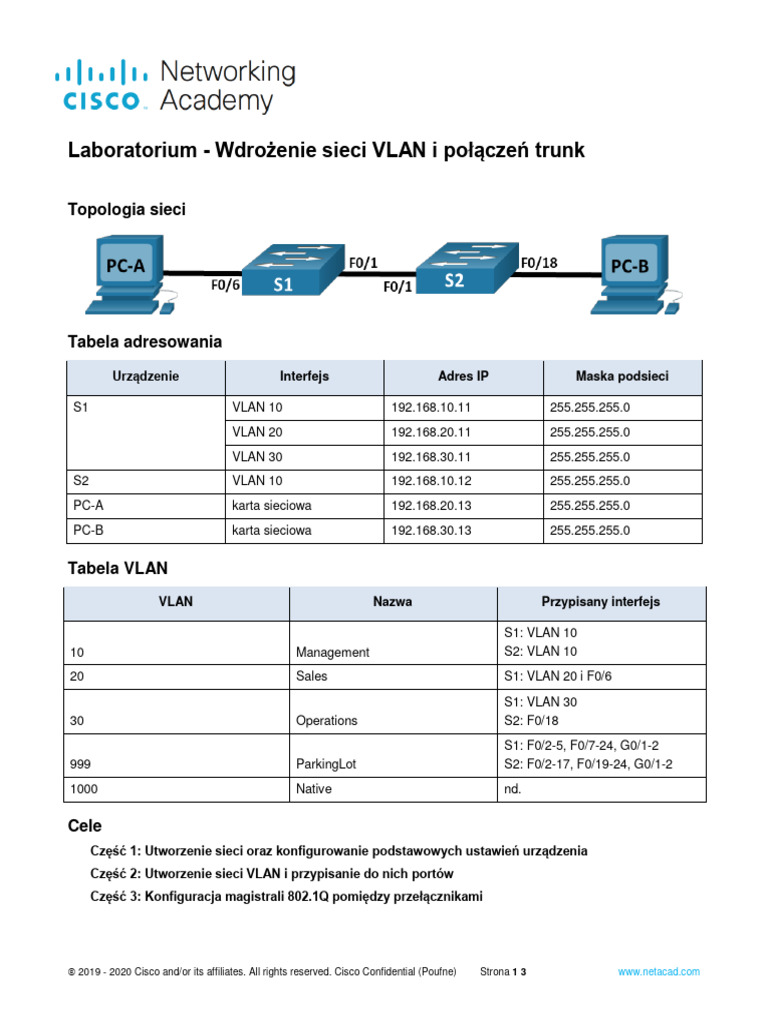 3.6.2 Lab - Implement VLANs and Trunking | PDF