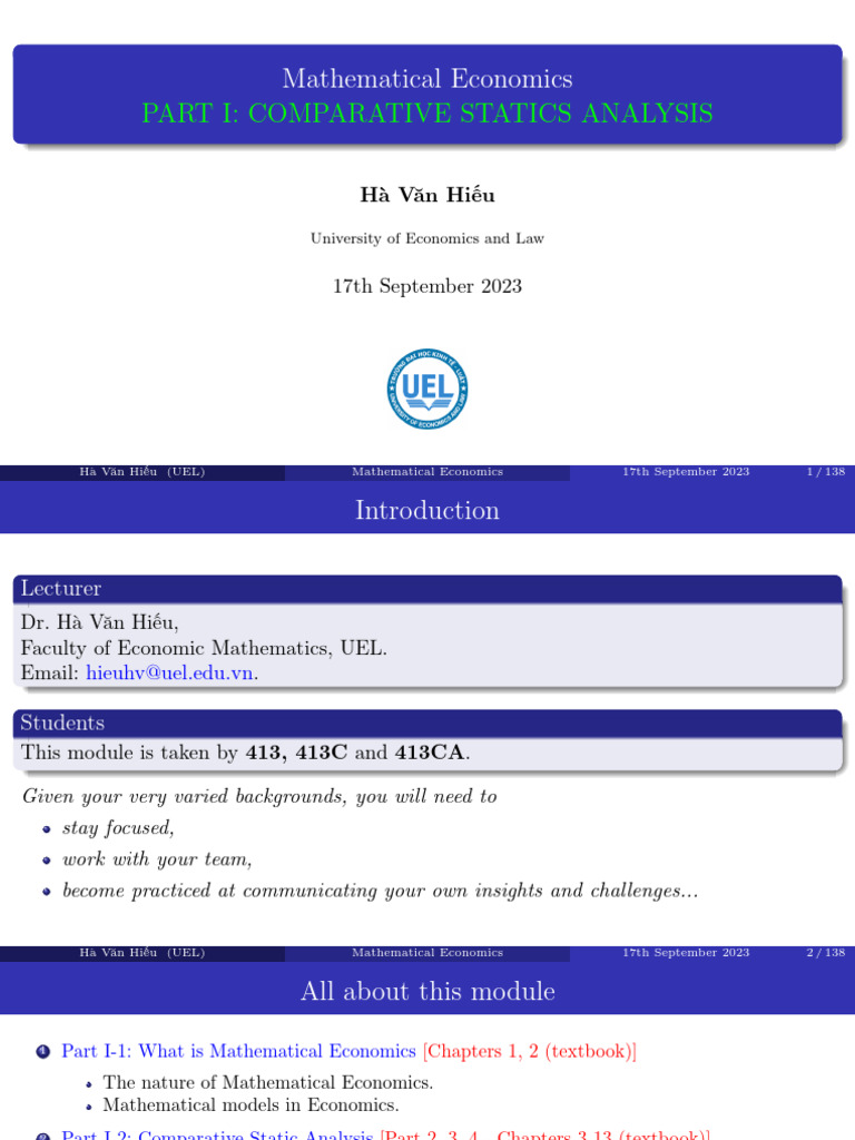 Chapter 1-2 (Introduction and Comparative Statics Analysis) | Download ...