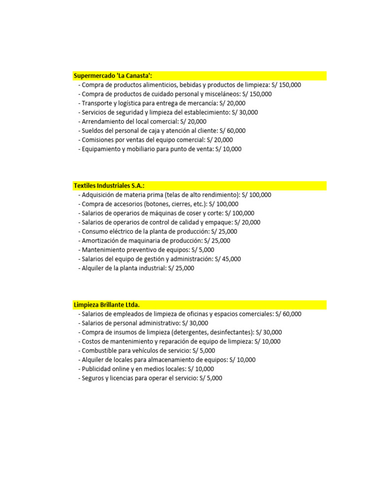 Análisis de Costos y Gastos Empresariales | PDF | Business | Costo