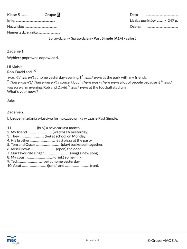 Grupa b angielski past simple download free pdf lunch