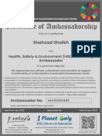 Certificate of Ambassadorship: Shahzad Shaikh