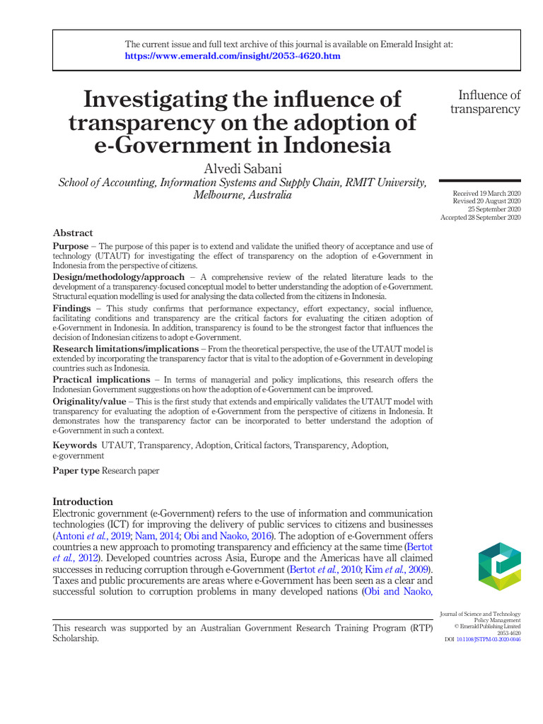 Investigating The Influence of Transparency On The Adoption of E(02)