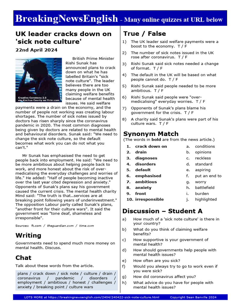 Sick Note Culture M | PDF | Mental Disorder | Mental Health